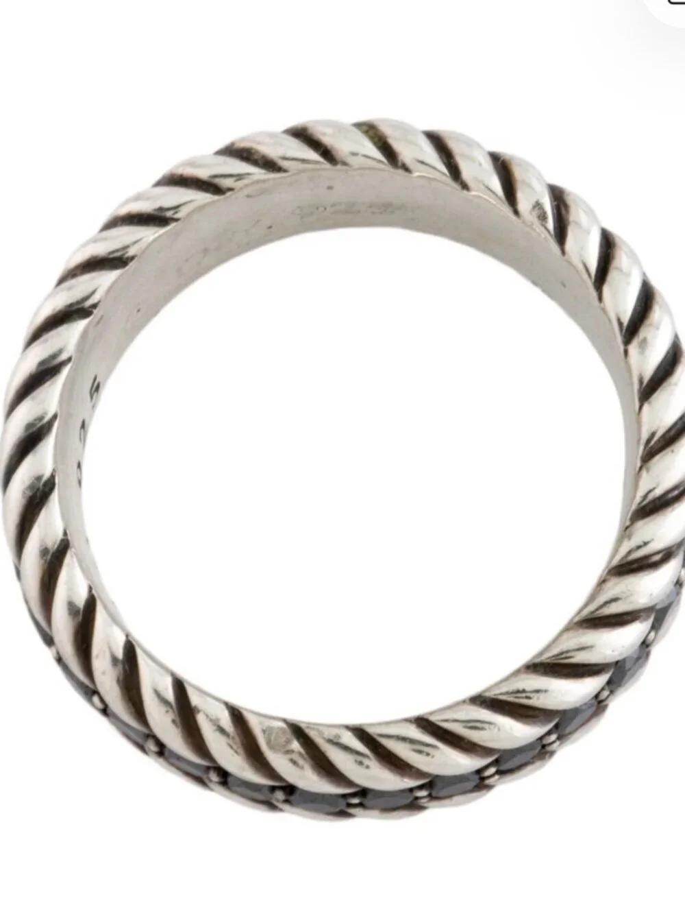 DAVID YURMAN STERLING SILVER 925 DIAMOND CABLE ETERNITY BAND RING